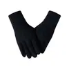 Guantes de cuadros de color sólido transfronterizos para hombres y mujeres, cálidos de invierno, forrados de felpa, tejido grueso tipo lana, pantalla táctil, guantes de alta gama