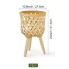 Macetas de Mimbre Estilo Nórdico, Maceteros Tejidos de Bambú para Interiores para Plantas de Sala de Estar Como Potos, Soporte de Madera Alto Tejido Hecho a Mano para Plantas de Piso