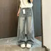 Chao Li tem em estoque calças jeans com estampa de estrela para mulheres, design de outono com visual vintage, corte solto, afina a silhueta, calças pantalona compridas.