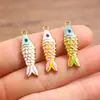 Encanto de Animal Marino Esmaltado de Color Acero Inoxidable Doble Cara 8X27mm Colgante de Pez Accesorios para Pendientes Collares DIY