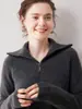 Nuevo Suéter de Cachemir con Cremallera y Cuello Semiabierto para Mujer Otoño/Invierno 2026, Corte Holgado, Adelgazante, Engrosado, Color Sólido, Suéter de Cachemir Cálido