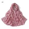 Comércio Exterior Simples Cor Sólida Flor Pequena Espiga de Trigo Renda Pérola Chiffon Lenço Longo Leve Respirável Lenço de Cabeça para Mulheres