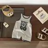 Mameluco Delgado de Verano para Bebés y Niños Pequeños Estilo Coreano Ropa para Niños Chaleco Fresco de Verano Mono Estampado para Bebé Traje para Gatear