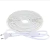 Tiras de luces LED COB de 220V con enchufe redondo estándar europeo, ultrabrillantes, impermeables, diseño lineal, aptas para uso en exteriores, techo de sala de estar e iluminación de tira LED flexible