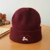 Lindo Gorro de Lana Tejido Bordado con Cachorro para Mujer 2025 Nuevo Otoño e Invierno Pequeño Versátil Que Muestra el Rostro Gorro para Circunferencia de Cabeza Grande