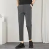 Calça de Terno Pequena Masculina Business Sem Passar Dress Casual Cropped Calça Reta Dape de Alta Qualidade Verão