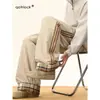Pantalones Casuales de Rayas Laterales Estilo Americano para Hombre, Marca de Invierno de Moda, Pantalones Cálidos de Algodón, Pantalones de Nieve Acolchados, Pantalones Largos Rectos Sueltos
