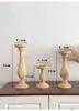 Estilo Nórdico Columna Romana Retro Portavelas de Madera Blanco Crudo Adornos Decorativos Lisos Estilo B&B Accesorios para Fotografía