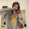 Moletom pullover com estampa de desenho animado retrô americano, gola redonda, para mulheres, novo estilo casual solto de outono 2026, sem capuz