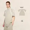Camiseta de Manga Corta con Cuello Redondo, Corte Holgado, Manga Raglán, Estilo Americano, Algodón Puro, Tejido Ligero de Felpa, Parches de Color Contrastante para Hombre, 230g, Moderna.