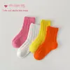 Meias Infantis de Verão com Malha Grande Cor Doce Respiráveis Meia até o Meio da Panturrilha Coloridas Absorventes de Suor Finas de Algodão para Meninos e Meninas