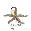 Presilha de Cabelo Estrela do Mar Transfronteiriça, Presilha Grande de Tubarão, Pente de Cabelo Completo de Diamante de Alta Qualidade, Acessório Simples para a Parte de Trás da Cabeça para Mulheres, Em Estoque