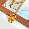 Loja de Ouro Mesmo Estilo Esmalte Dourado Antigo Caractere da Fortuna Deus da Riqueza Pingente Novo Estilo Chinês Estilo Nacional Pingente do Deus da Riqueza Corrente para Suéter