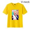 Motosserra Homem motosserra Homem Anime Impressão Verão Decote Em V Manga Curta Camiseta Anime Moletom Com Capuz Cross Border