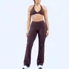 Dfyn Blusa regata popular europeia e americana com gola halter, conjunto de yoga para mulheres, calça flare de corte justo, vestuário esportivo para atividades ao ar livre, corrida e fitness