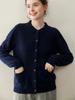 Novo Suéter de Cashmere Feminino Outono/Inverno 2025 Suéter Jaqueta Gola Polo Suéter de Cashmere Cor Lisa Cardigan de Tricô Solto
