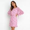 Vestido con cordones de manga larga estampado nuevo otoño europeo y americano 2022 nuevo ropa de mujer transfronteriza de Amazon Independent Station