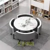 Mesa e Cadeiras Simples Modernas para Negócios e Recepção de Convidados, Mesa Redonda Pequena para Lanchonete de Chá com Leite, Mesa de Jantar