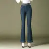 1092 jeans acampanados otoño 2024 nuevos pantalones para mujer de mediana edad cintura elástica micro-la algodón de bala de mediana edad spell a lot