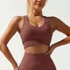 Conjunto de entrenamiento de Pilates fitness con cuello en U sin copas, traje de yoga ajustado de alta intensidad para mujer, ropa de fitness con sensación de segunda piel