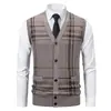 Suéter para Hombre de Comercio Exterior 2026, Chaleco de Otoño e Invierno, Chaqueta con Forro de Felpa, Cárdigan Tejido, Chaleco Versátil, Suéter de Lana