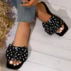 Zapatillas Planas de Punta Cuadrada con Diseño de Mariposa y Flor a la Moda para Mujer 2025 Verano Nuevas Tallas Grandes Sandalias Casuales para Exteriores y Playa para Mujer