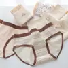 Calzones para niña con estampado de oso lindo, nueva ropa interior de algodón clase A para mujer, 10A antibacteriano, entrepierna extendida, calzones de estudiante