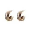 Pendientes Geométricos de Café Dorado con Patrón de Cuero Elegantes, Modernos y Versátiles, Pendientes Sencillos, Ligeros, de Lujo y de Gama Alta para Mujer