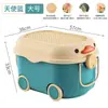 Caja de Almacenamiento de Juguetes para Niños Caja de Almacenamiento de Ropa de Bebé y Juguetes para el Hogar con Ruedas y Tirador Manual Caja de Almacenamiento Creativa de Dibujos Animados