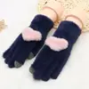 Guantes Cálidos Estilo Coreano para Invierno, Engrosados para Ciclismo, Separados por Dedos, a Prueba de Frío, Felpa de Cristal de Terciopelo para Pantalla Táctil, Lindos para Mujer Estilo Nuevo