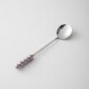 Cuchara de acero inoxidable de alto valor, cuchara de mango de perla de cerámica roja subnet, cuchara creativa para comer en casa, cuchara para postre