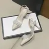 Tacón de Aguja Elegantes Zapatos de Tacón Alto Cerrados para Mujer 2025 Primavera y Otoño Nuevos Sandalias Negras Puntiagudas Elegantes sin Espalda con Pedrería