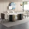 Mesa de Jantar e Cadeiras em Ardósia Brilhante, Luxo Leve, High-End, Moderno e Simples, Adequado para Lares Pequenos, Mesa de Jantar Retangular em Ardósia Estilo Italiano