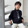 Cardigan de Tricô Elegante Estilo Coreano Aimo Beibei Primavera 2026 para Meninos e Meninas, Jaqueta Suéter Macia com Gola Reversível Estilosa