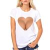 Ropa de Mujer para Primavera y Verano Sexy Músculo Falso 3D Moda Estampado Creativo Camiseta de Manga Corta con Cuello Redondo Top Holgado para Mujer