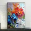 Acuarela abstracta Flor azul naranja óleo lienzo lienzo pintura póster de pared y imagen impresa Arte decoración de sala familiar