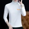 Camiseta de manga larga para hombre con cuello alto, camiseta interior elástica para hombre, primavera y otoño, casual, algodón, camiseta para hombre, top, moda, venta al por mayor