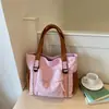 Bolso tote de pana de estilo sencillo para mujer, gran capacidad, casual, para ir al trabajo, bolso de hombro, versátil, bolso de mano con bloques de color