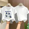 Camiseta de manga larga para niño 2026 nuevo modelo, camiseta de niño estilo dos piezas con caricaturas, ropa de otoño para niños, camiseta básica de algodón puro