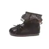Botines Cortos Forrados de Felpa para Niñas 2026 Nuevo Estilo de Invierno Botas Pequeñas de Cuero Elegantes Botas de Princesa Botas Martin con Lazo para Niña