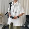 Comércio exterior transfronteiriço entrega homens 2024 primavera e verão camisa estampada masculina estudante elegante fino universitário estilo camisa manga curta