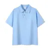 Nueva Camisa Polo de Verano 240g 65% Algodón Cómodo Algodón Piqué Doble Botón Diseño Creativo Botón de Contraste Manga Corta