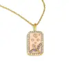Colgante de Nicho Estilo Europeo y Americano Acero Inoxidable Chapado en Oro de 18K Aceite Goteando Lleno de Diamantes Doce Constelaciones Collar Cuadrado Colorido para Mujer