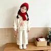 Conjunto de dos piezas con sudadera con capucha de conejo y lazo para niña estilo coreano, popular conjunto de otoño transfronterizo para niños, disponible en varios colores y en stock