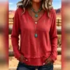 2026 Nueva Ropa de Otoño Transfronteriza Europea y Americana para Mujer Casual Holgada Color Sólido Cuello en V Manga Larga con Flecos Camisa
