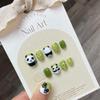 Armadura pura usada à mão novo panda pintado à mão bonito patch de unha curto destacável falso produto acabado