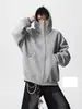 Sudadera Cardigan Blanca para Hombre Otoño e Invierno 2025 Nuevo Diseño Estilo Hong Kong Cremallera con Remaches Holgada Casual Sudadera Chaqueta