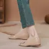 Zapatos planos de mujer estilo francés con punta cuadrada en color nude, nuevo modelo otoño 2026, bailarinas con lazo, zapatos de abuela de cuero suave de corte bajo