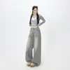 Calça Jeans Feminina Wide Leg de Cintura Alta Estilo Retrô Americano 2026 Versátil Outono/Inverno Caimento Reto Novo Estilo Dropshipping