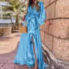 Colección Otoño 2026: Ropa Femenina Transfronteriza Europea y Americana - Estilo Vacaciones en la Playa Vestido Largo Holgado Estampado